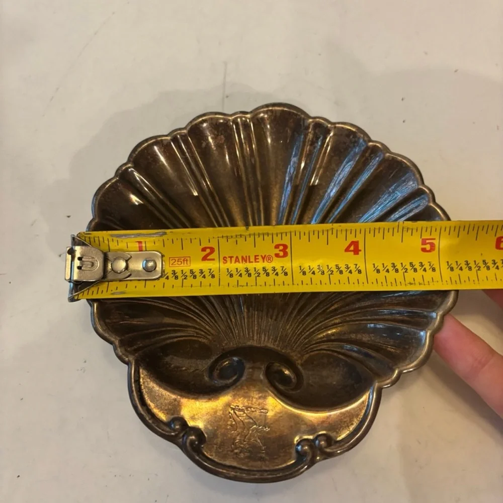 vintage silver-plated shell dish for jewelry